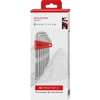 ピービースイスツールズ 9本組 ローレット入 ボール付ロング六角レンチセット 紙箱仕様 3212.LHー10CBB 1セット（直送品）