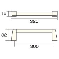 アイワ金属 アルミパイプ取手角座 300mm シルバー AP-438C 1個 64-5083-04（直送品）