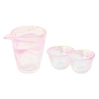 ワールド・クリエイト 箔墨流し 桃 ぐい呑(2個)・片口 ギフトセット 30535 1組(2個セット×3)