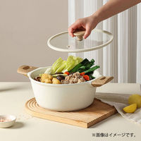 CAROTE（カローテ）鍋 両手 24cm IH ガス火対応 蓋付 アイボリー 1個