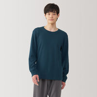 【メンズ】無印良品 紳士 あったか綿 ウールクルーネック長袖Tシャツ 紳士L ネイビー 良品計画