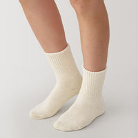 無印良品 足なり直角 シルク混 パイル編み ルームソックス 23～25cm 生成 良品計画