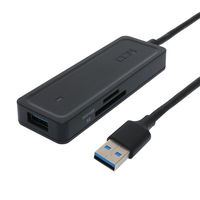 ナカバヤシ USB3.2 Gen2 4ポートハブ カードリーダー USB Aタイプ ブラック USH-10G2A/BK 1個
