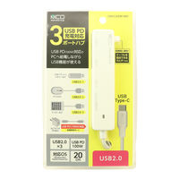 ナカバヤシ USB2.0 3ポートハブ PD100W対応 ホワイト USH-CA20P/WH 1個
