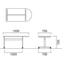 【軒先渡し】ニシキ工業 ミーティングテーブル 幅1500×奥行750×高さ720mm ウォールナット AHIS-H1575HRC-WN 1台（直送品）