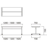 【軒先渡し】ニシキ工業 ミーティングテーブル 幅1500×奥行750×高さ720mm ダークウッド AHIS-S1575KC-DW 1台（直送品）
