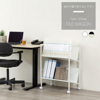 アスカ 木製ファイルワゴン2段 ホワイト FWG02W 1台（直送品）