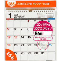 高橋書店 【2025年版】エコカレンダー壁掛 A4変型 E66 1セット(1冊×2)（直送品）