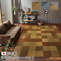 イケヒコ・コーポレーション 京刺子 い草ラグ 1910×1910mm ブラウン 1050110063604 1枚（直送品）