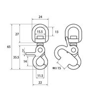 和気産業 レバーナスカン 黒 65mm BK-1016 1セット(16個)（直送品）