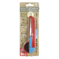 ナカバヤシ メジャーが付いたギザノコ刃カッター レッドブルー MGC-101RB 1セット(1本×5)