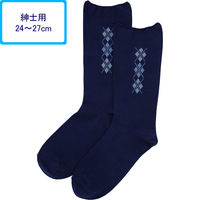 神戸生絲 紳士柄しめつけません綿混ソックス ネービー 5952ネービー 1個