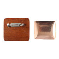 日本紐釦貿易 木製ブローチ 四角 1個 W40×H35mm ブラウン A22-104 1袋1組(3袋、合計3組)（直送品）