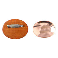 日本紐釦貿易 木製ブローチ だ円よこ型 小 1個 W40×H35mm ブラウン A22-94 1袋1組(3袋、合計3組)（直送品）