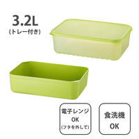ロック＆ロック キープフレッシュ 鮮度保持 保存容器 長方形 3.2L トレー付き グリーン 食洗機・電子レンジ対応 1個 ベストコ