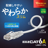 サンワサプライ  カテゴリ6A  LANケーブル（スリム、やわらか、ツメ折れ防止コネクタ） KB-SL6AYS-03W（直送品）