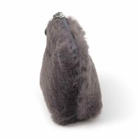 ファー舟形ポーチ チャコール LAKOLE/ラコレ