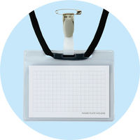 レモン 吊り下げストラップ付き名札ホルダー 黒 887485x10 SET 1箱(10パック入)