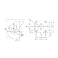 ユーエイ プレート式自在キャスターゴム車輪径150mm ストッパー付き Jタイプ WJ2-150S 1個