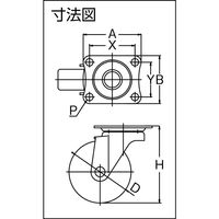 ユーエイ プレート式 自在 キャスター エラストマー 車輪径100mm Sタイプ SG-100EL 1個