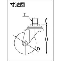 ユーエイ ねじ込み式 自在 キャスター ゴム 車輪径50mm Lタイプ LT型 LT-50R-M8-14 1個