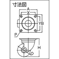 【アウトレット】ユーエイ レート式 自在 低床キャスター 強化ナイロン 車輪径65mm Hタイプ HG型 HG-65GNB 1個