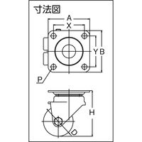 【アウトレット】ユーエイ プレート式 自在 双輪低床キャスター 黒ナイロン 車輪径50mm Hタイプ HG-50BN-W 1個