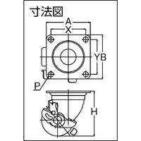 【アウトレット】ユーエイ プレート式自在低床キャスター強化ナイロン 車輪径50mm ストッパー付き HG-50GNBS 1個