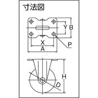 【アウトレット】ユーエイ プレート式 固定 キャスター ウレタン 車輪径75mm Gタイプ GR型 GR-75UR 1個
