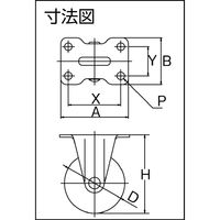 【アウトレット】ユーエイ プレート式 固定 キャスター エラストマー 車輪径32mm Gタイプ GR型 GR-32EL 1個