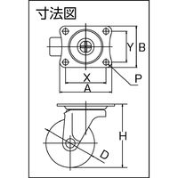 ユーエイ プレート式 自在 キャスター エラストマー 車輪径38mm Gタイプ G型 G-38EL 1個