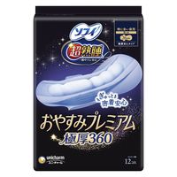 【生理用品】 ナプキン ソフィ 特に多い夜用 羽つき 36cm 超熟睡 おやすみプレミアム 極厚360 1セット（12コ×3）ユニ・チャーム