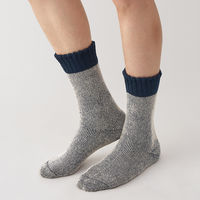 【メンズ】無印良品 紳士 足なり直角 パイル編み 厚手ルームソックス 25～27cm ネイビー 良品計画