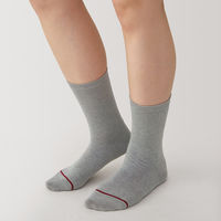 【レディース】無印良品 婦人 足なり直角 履き口やわらか あったか綿 靴下 ウール入り 口ゴムなし 23～25cm グレー