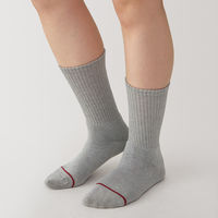 【レディース】無印良品 婦人 足なり直角 あったか綿 厚手靴下 ウール入り 無地 23～25cm グレー 良品計画