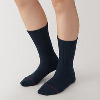 【レディース】無印良品 婦人 足なり直角 あったか綿 厚手靴下 ウール入り 無地 23～25cm ダークネイビー 良品計画