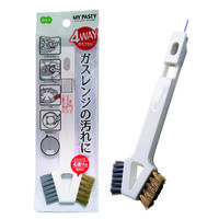 マイパスティ 4WAY ガスブラシ キッチンブラシ これ1つで4通りの汚れに ガスレンジ・ガスコンロの汚れに ホワイト 1個 オーエ