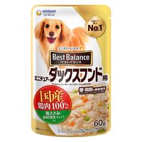 ベストバランス ミニチュアダックスフンド用 鶏ささみ・緑黄色野菜・キャベツ入り 60g 4袋 国産 ドッグフード パウチ