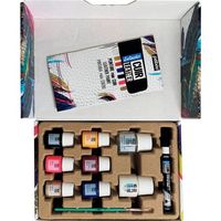 Pebeo セタカラーレザー(革用)セレクションボックス(20mlx6色+45mlx2種+マーカー)+筆1本 295682 1本（直送品）