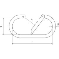 水本機械製作所 水本 ステンレス メガカラビナ(環なし) 線径12mm 長さ145mm A-3086 1個 622-5599（直送品）