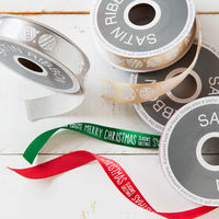 【クリスマス】ヘッズ クリスマスレタープリントサテンリボンー2/グリーンXRL-R21袋（1巻）