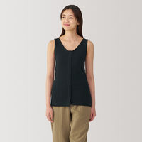 【レディース】無印良品 婦人 前開きタンクトップ 婦人M 黒 良品計画
