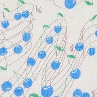 白雪 友禅ふきん 吸水性がよく すぐ乾く 友禅染め かや織りふきん 台拭き 食器拭き さくらんぼ あお 1枚