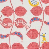 白雪 友禅ふきん 吸水性がよく すぐ乾く 友禅染め かや織りふきん 台拭き 食器拭き ジャックと豆の木 レッド 1枚