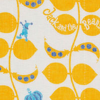 白雪 友禅ふきん 吸水性がよく すぐ乾く 友禅染め かや織りふきん 台拭き 食器拭き ジャックと豆の木 イエロー 1枚