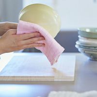 白雪ふきん いろむじ 高級蚊帳生地使用 吸水性がよく すぐ乾く 台拭き 食器拭き おしぼり パープル 1枚