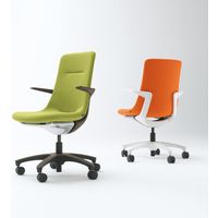 【設置込】イトーキ モーブチェア 再生布張(GB) 肘付き アルミ脚 ブラウン×ターコイズブルー KF-615GB-Z9K1S4 1脚（直送品）