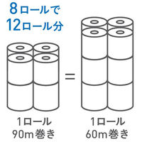 【セール】【再生紙】1.5倍巻 トイレットペーパー 8ロール入 シングル ロング90ｍ 1パック（8個入） オリジナル