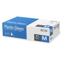 川西工業　プラスチックグローブ 厚手 粉なし（パウダーフリー）　Mサイズ　#2124-M　1箱（100枚入）（使い捨てグローブ）（わけあり品）