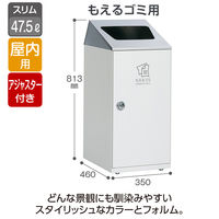【軒先渡し】テラモト ニートＳＬＦ 屋内用ゴミ箱 ステンレス もえるゴミ用 47.5L オフホワイト DS1666117 1台（直送品）